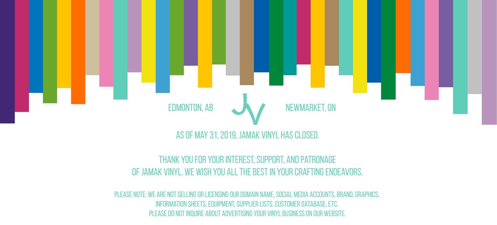 Notification image alerting webpage visitors that we have closed our business effective May 31, 2019.
